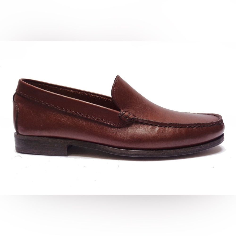 Men’s ANTICA CUOIERIA Italian Leather Loafer. Color is Papaya EUR 44. US 11.5
